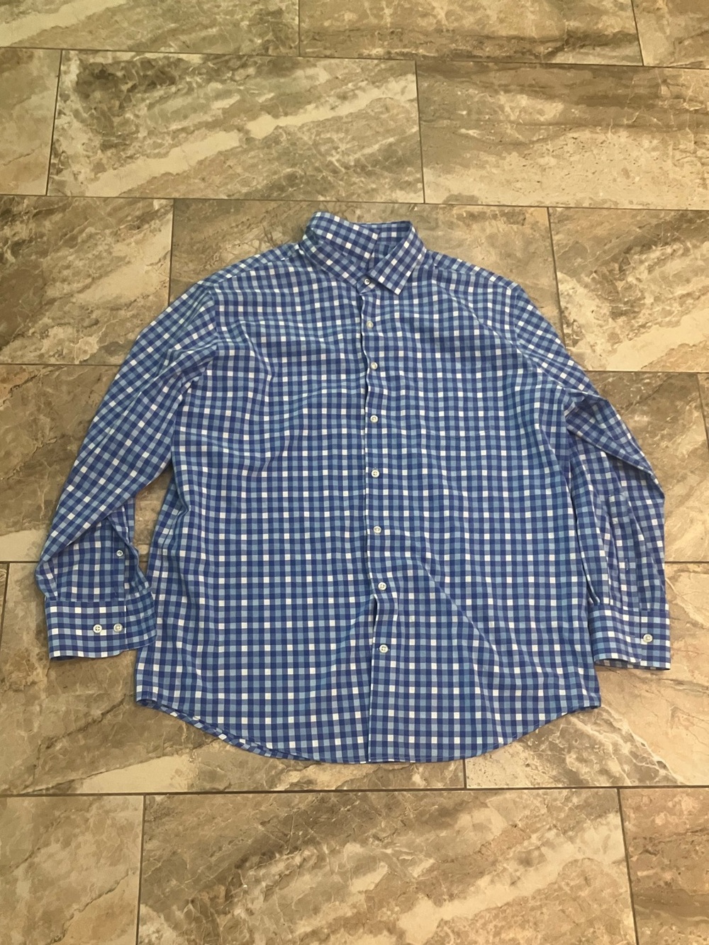 Peter Millar Summer Comfort Performance Button Down Shirt Men's XL Blue Plaid